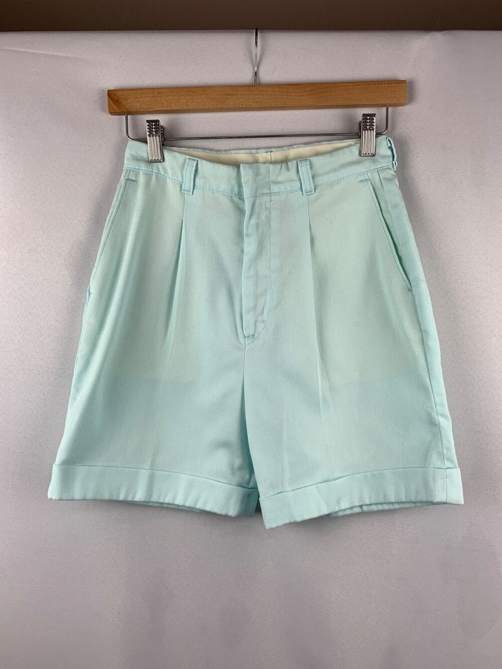 Vintage DEE CEE Pleated High-Waist Aqua Shorts Womens Medium